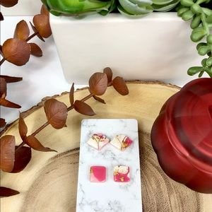 Pink and Gold Stud Earrings